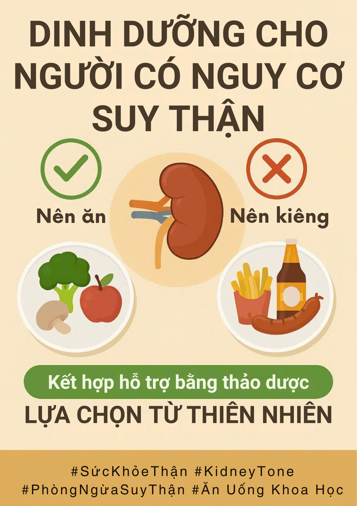 Dinh dưỡng cho người có nguy cơ suy thận – Ăn gì, kiêng gì để bảo vệ thận?