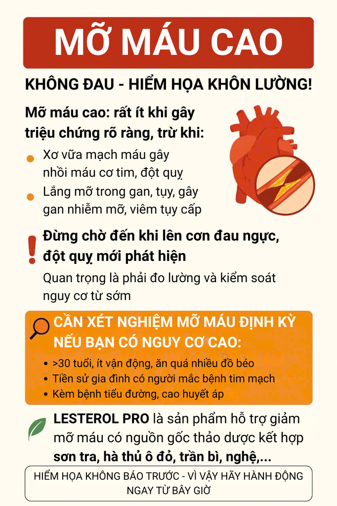 Vì sao mỡ máu cao thường không có triệu chứng? – Hiểm họa thầm lặng bạn không nên chủ quan