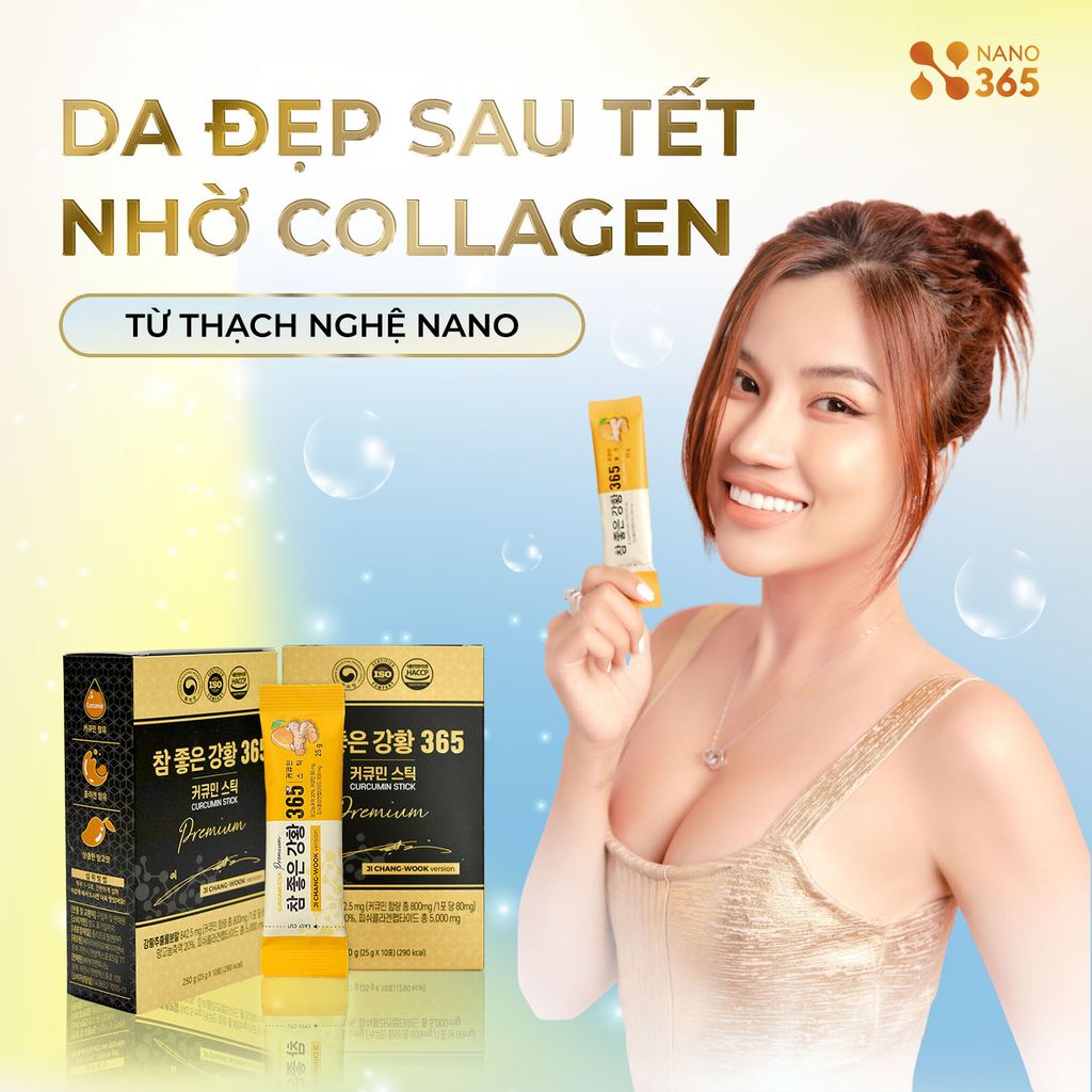 Da Sáng Đẹp Nhờ Thạch Nghệ Nano Curcumin 365 Collagen