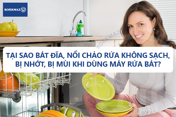 Tại sao bát đĩa, nồi chảo rửa không sạch, bị nhớt, bị mùi khi dùng máy rửa bát?