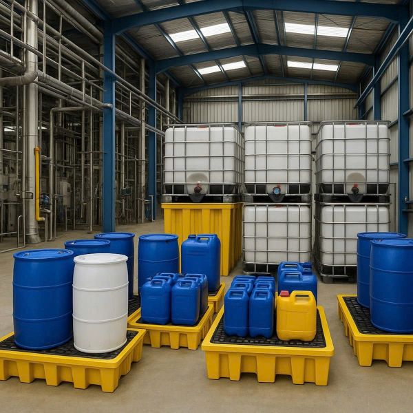 Pallet chống tràn dầu sử dụng trong các khu công nghiệp