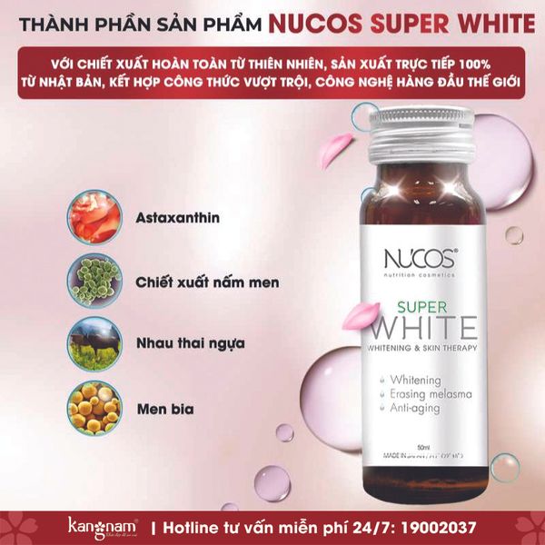 Thành phần Nước Uống Collagen Dưỡng Da Trắng Sáng Nucos Super White