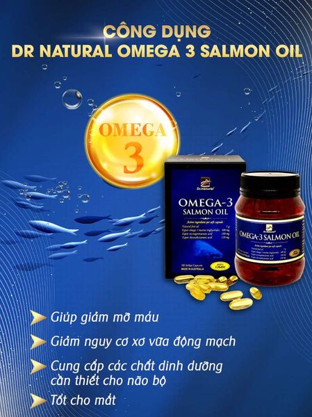 Viên Dầu Cá hồi Dr Natural Omega 3 Salmon Oil Hộp 180 viên