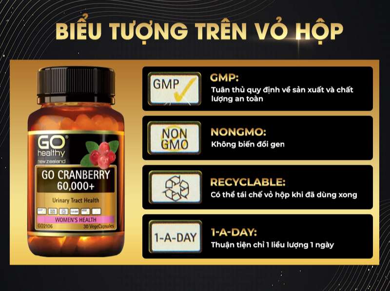 Viên Uống Giảm Triệu Chứng Viêm Đường Tiết Niệu Go Healthy Cranberry 60,000+ Hộp 30 viên