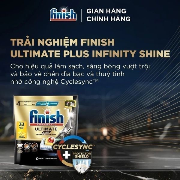 Viên Rửa Chén Bát Finish Ultimate Plus Sạch Bóng Toàn Diện