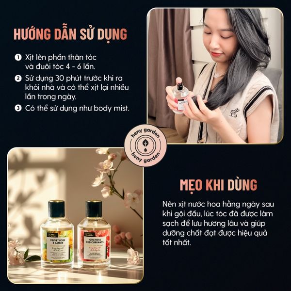 xịt nước hoa lên tóc
