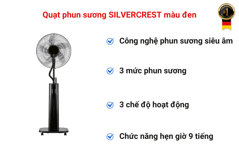 Quạt phun sương SILVERCREST màu đen