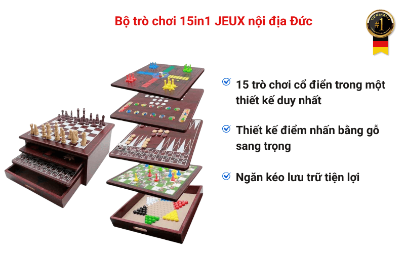 Bộ trò chơi 15in1 JEUX nội địa Đức