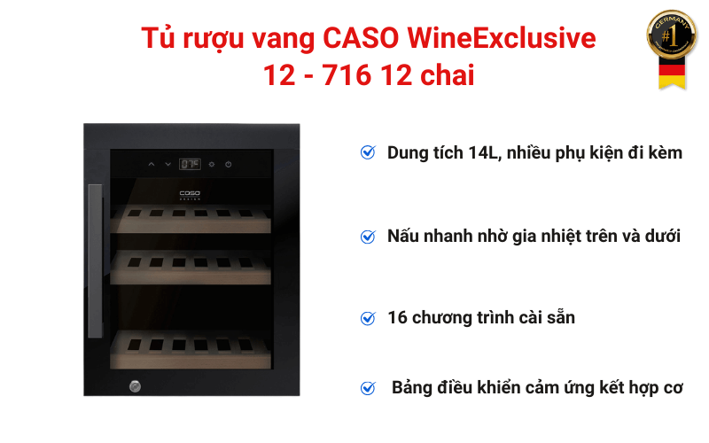 Tủ rượu vang CASO WineExclusive 12 - 716 12 chai