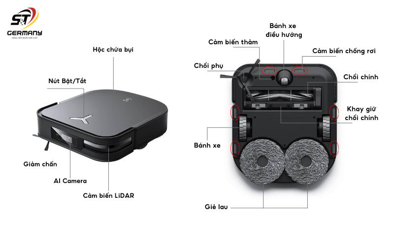 Robot hút bụi lau nhà Ecovacs Deebot X2 Omni màu đen