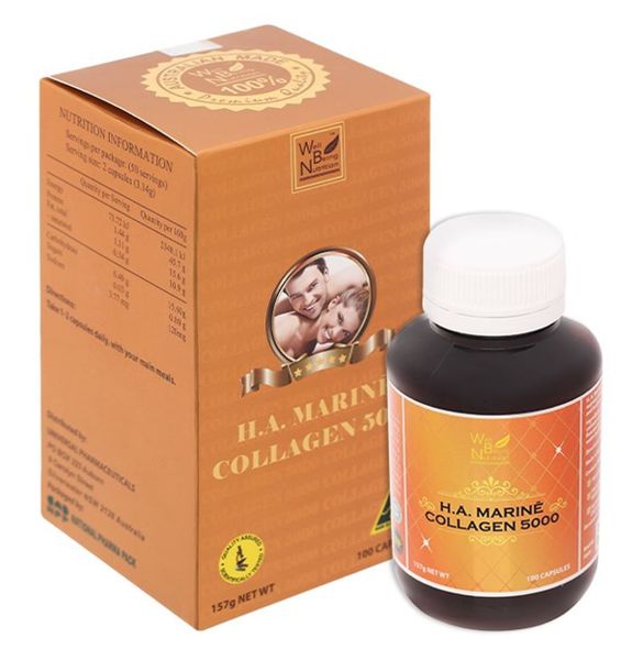 H.A Marine Collagen 5000 giúp tăng độ đàn hồi cho da, làm đẹp da hộp 100 viên