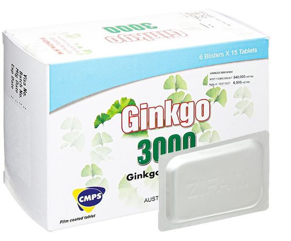 Ginkgo 3000 tuần hoàn máu não, giảm biến chứng đột quỵ (6 vỉ x 15 viên)