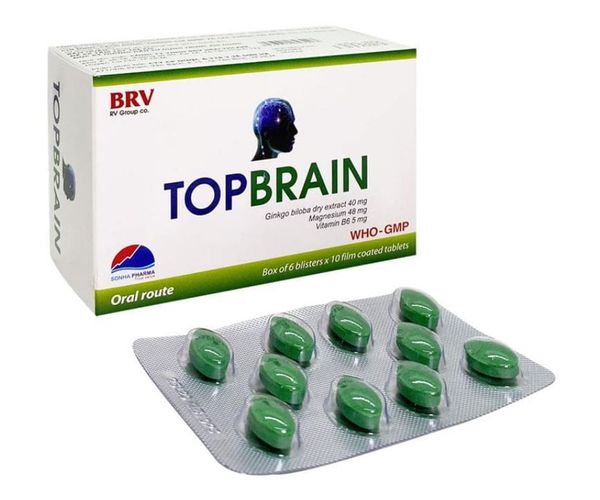 Topbrain tuần hoàn máu não, cải thiện trí nhớ (6 vỉ x 10 viên)