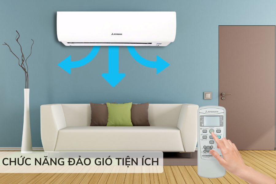 Chức năng đảo gió Điều hòa Mitsubishi Heavy 9000 Btu 1 chiều SRKSRC09CTR-S5