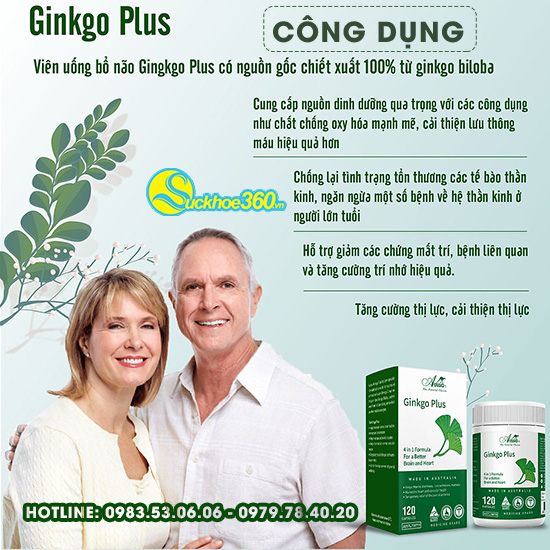 công dụng Aussia Ginkgo Plus hỗ trợ hoạt huyết, tăng cường lưu thông máu não