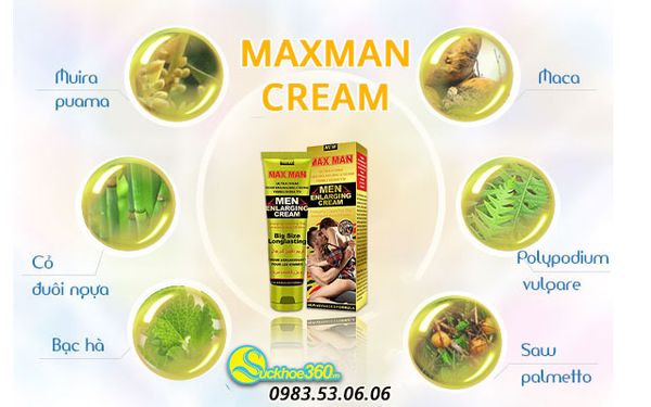 thành phần maxman cream