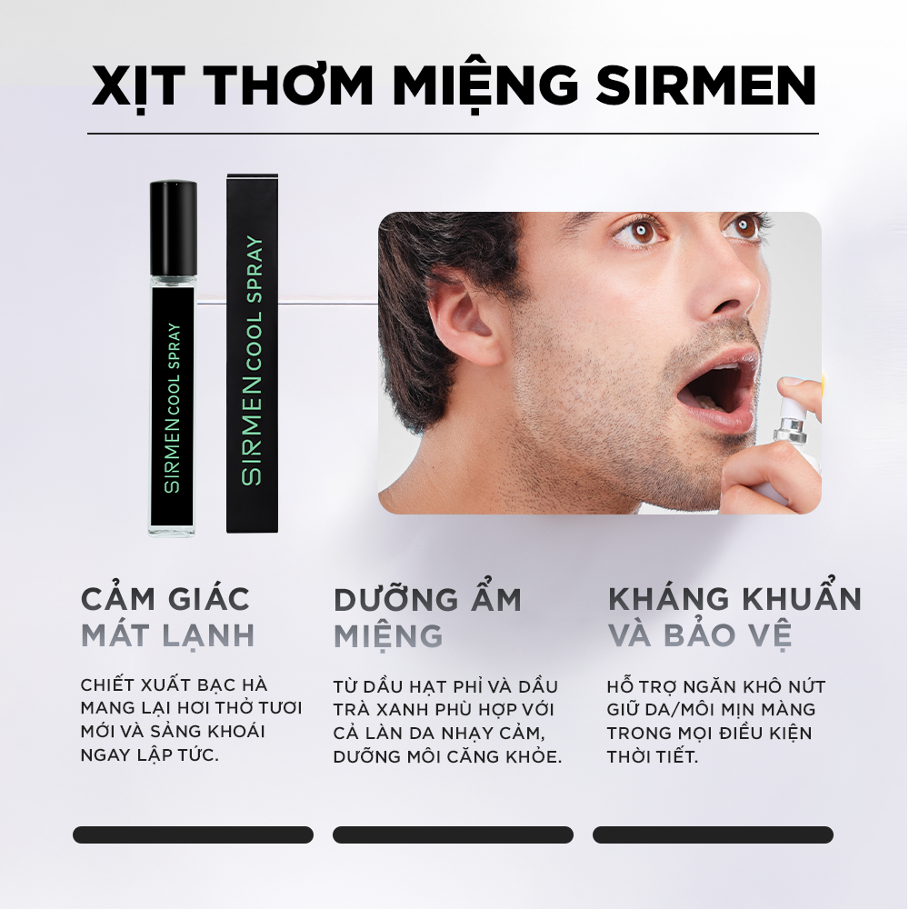 Xịt Thơm Miệng SIRMEN Cool Spray: Bí Quyết Hơi Thở Tự Tin Dành Cho Phái Mạnh
