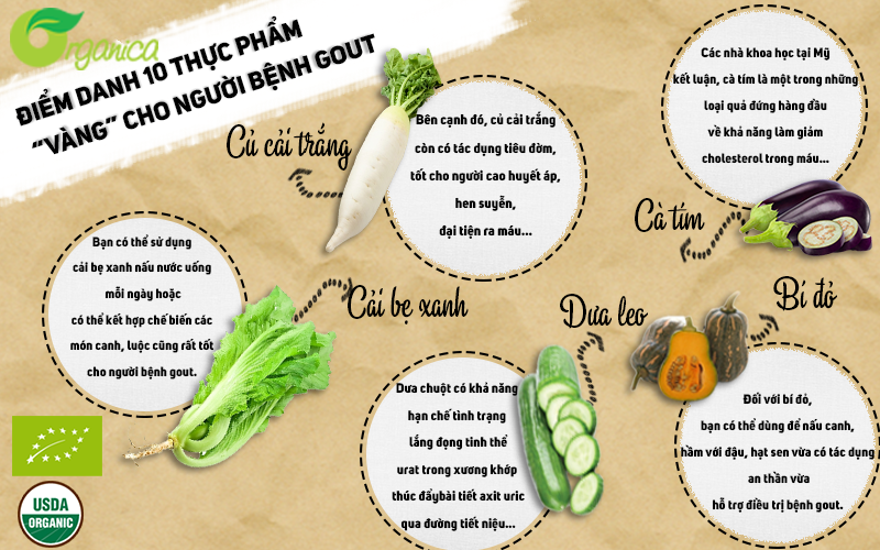 ĐIỂM DANH 10 THỰC PHẨM “VÀNG” CHO NGƯỜI BỆNH GOUT