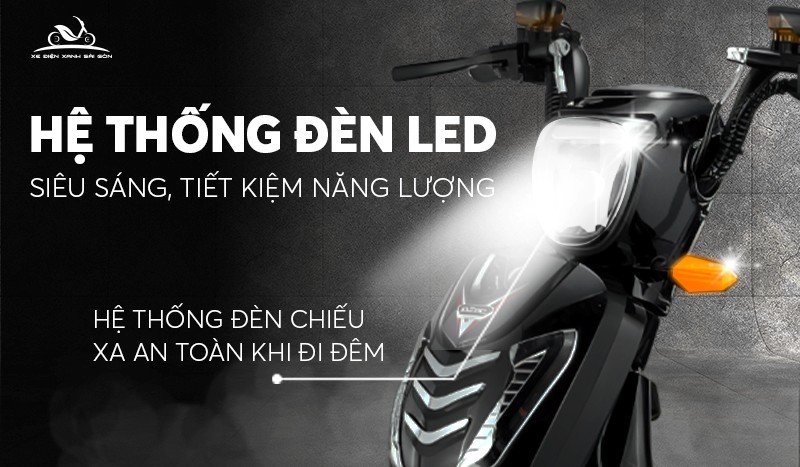 Hệ thống đèn LED đồng bộ, tiết kiệm của xe đạp điện Kazuki Shark King K1
