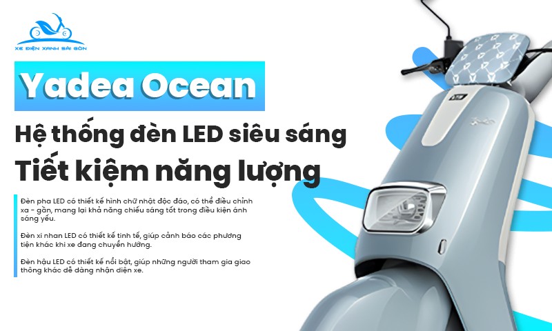 Hệ thống đèn LED của xe máy điện Yadea Ocean