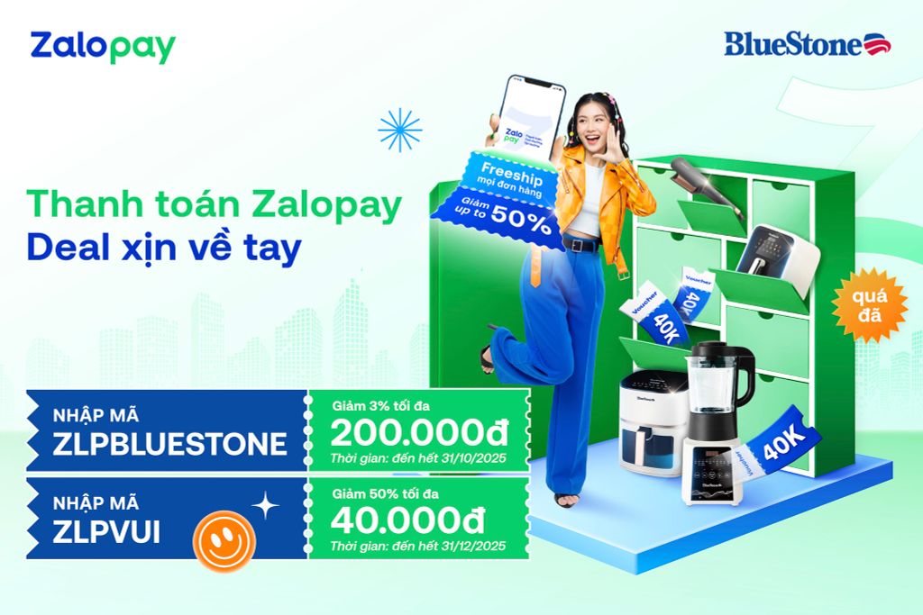 Tiết kiệm cực khủng khi thanh toán Zalopay cùng BlueStone!