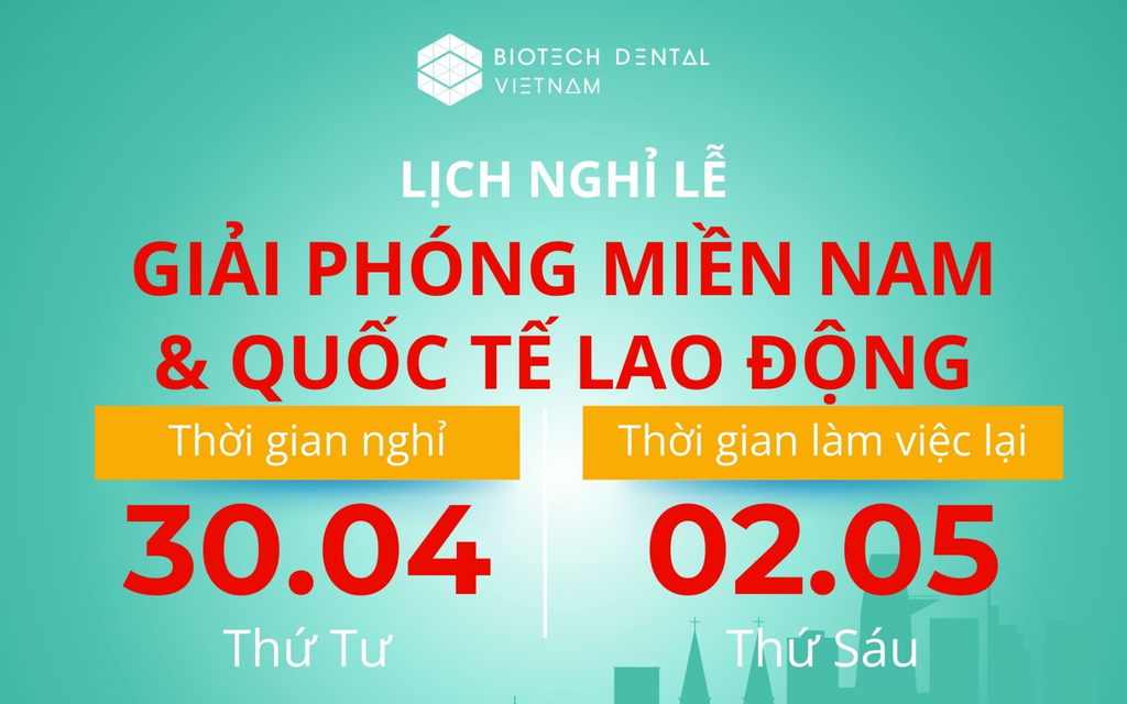THÔNG BÁO LỊCH NGHỈ LỄ 30/04 & 01/05