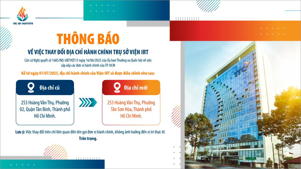 Thông báo về việc thay đổi địa chỉ hành chính trụ sở Viện IRT