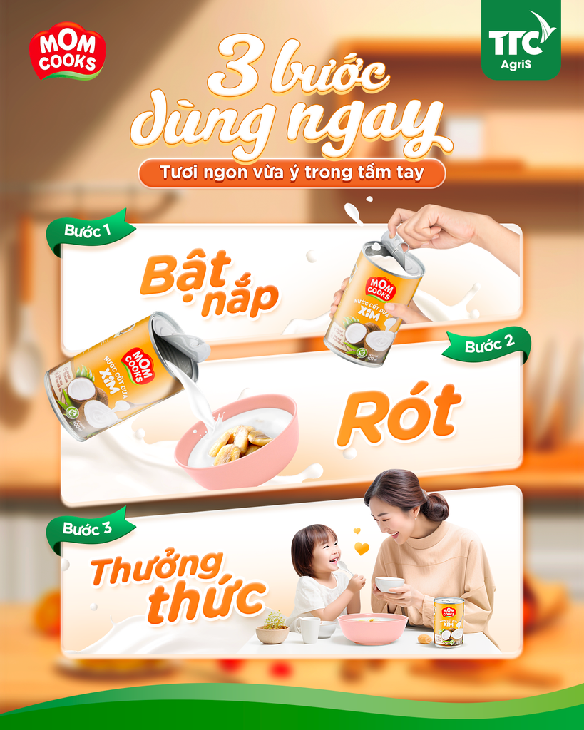 3 BƯỚC DÙNG NGAY - CỐT DỪA TƯƠI NGON, AN TÂM VỪA Ý