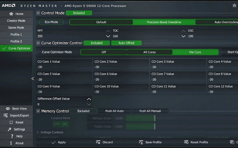 Chế độ Curve Optimizer