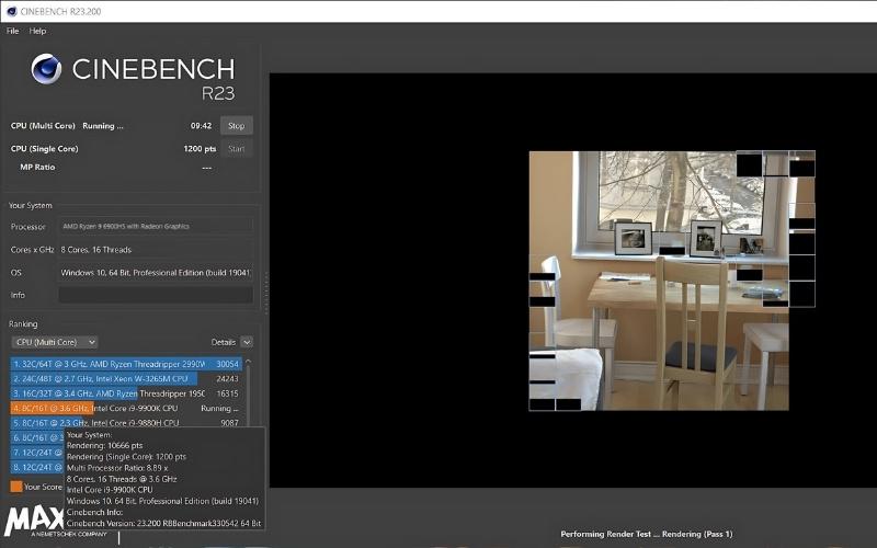 Sử dụng Cinebench R23 chạy bài test Multi-Core kiểm tra nhanh hiệu năng và nhiệt độ tối đa