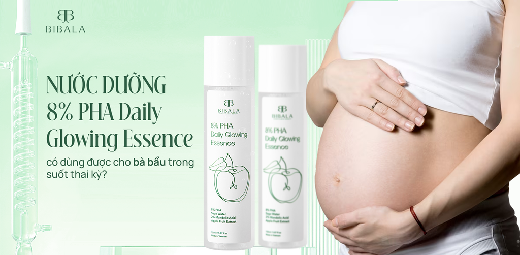 NƯỚC DƯỠNG 8% PHA DAILY GLOWING ESSENCE CÓ DÙNG ĐƯỢC CHO BÀ BẦU TRONG SUỐT THAI KỲ?