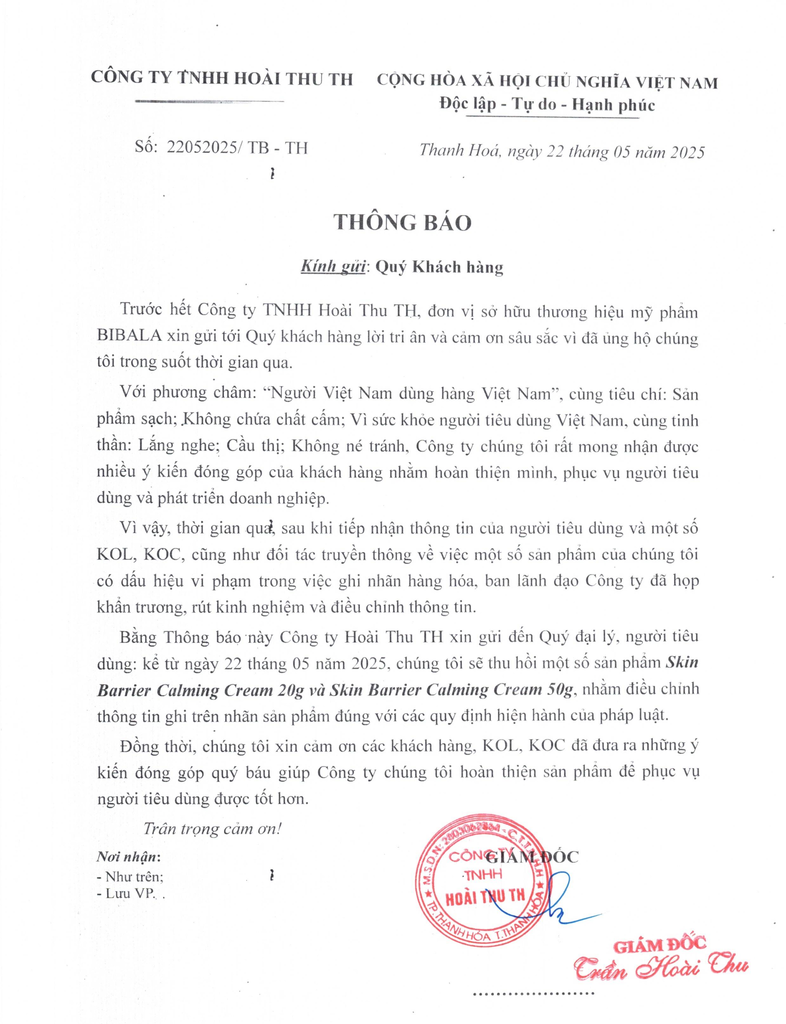 THÔNG BÁO QUAN TRỌNG