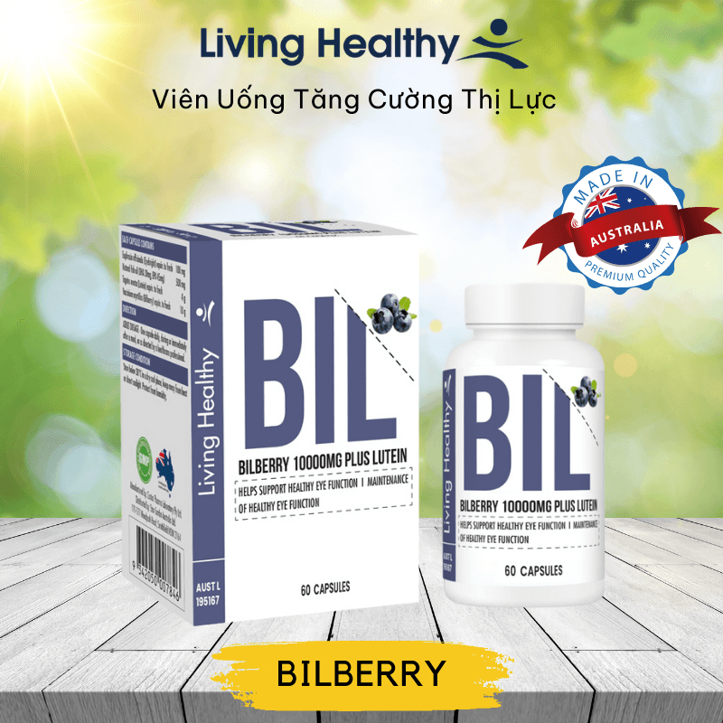Viên uống Living Healthy Bilberry 10000mg Plus Lutein tăng cường thị lực (Hộp 60 viên)