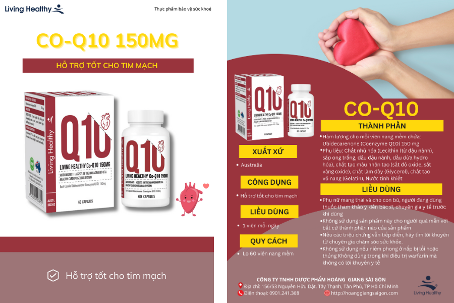 Viên uống Living Healthy CoQ10 150mg tăng cường sức khỏe tim mạch (Hộp 60 viên)