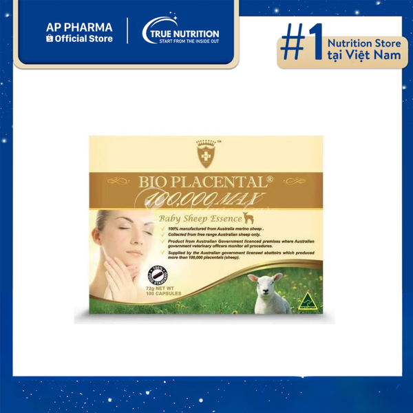 Nhau Thai Cừu Hàm Lượng Cao Bio Placental 100000 Max 100 Capsules