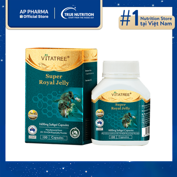 Viên uống sữa ong chúa Vitatree Super Royal Jelly 1600mg hộp 100 viên