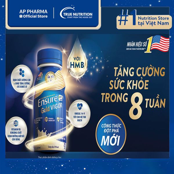 Sữa Ensure Gold Vigor Abbott hương vani bổ sung dinh dưỡng, vitamin, khoáng chất cho cơ thể (237ml)