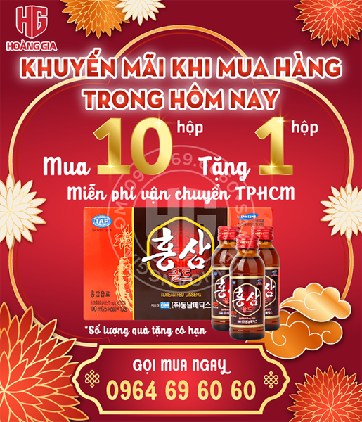 Nước Nhân Sâm Hộp 10 Chai - Mua 10 tặng 1 Sâm yến hoàng gia