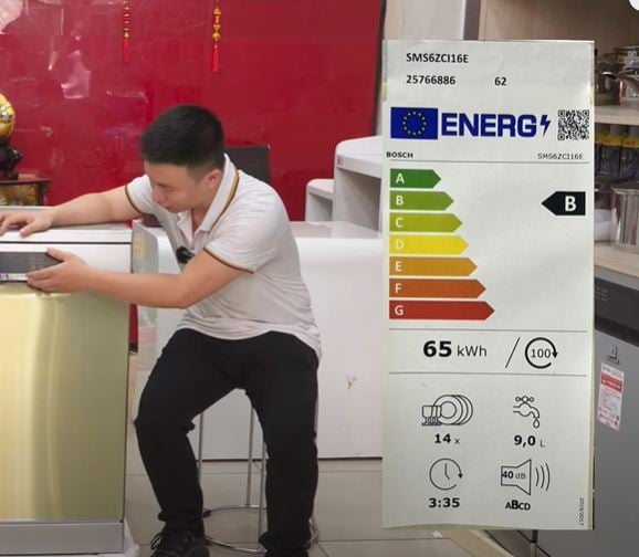 Nhãn năng lượng của máy rửa bát Bosch SMS6ZCI16E