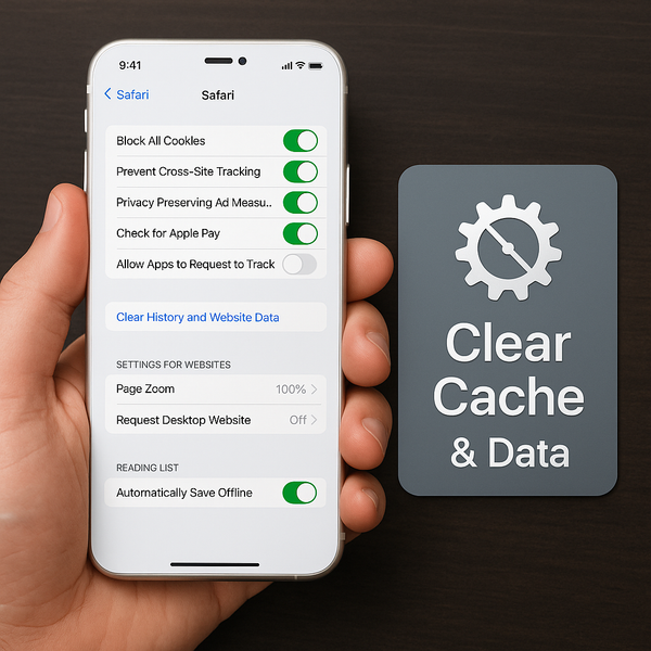 Xóa bộ nhớ đệm (cache) của Safari và ứng dụng
