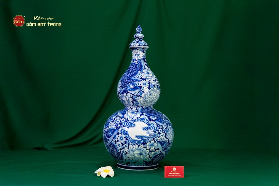 Bình Hồ Lô Hoa Ngư Tụ Khánh Lam Ngọc Bình An 2