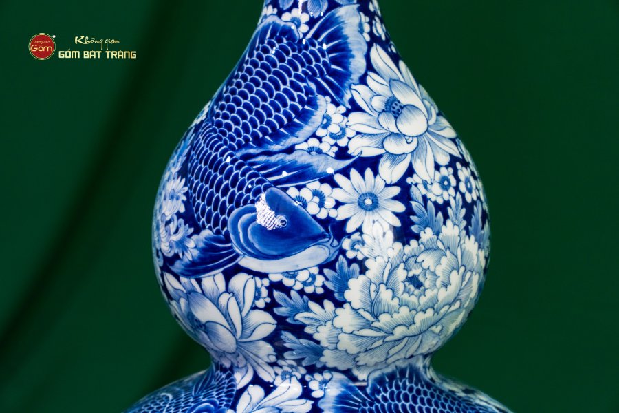 Bình Hồ Lô Hoa Ngư Tụ Khánh Lam Ngọc Bình An 2