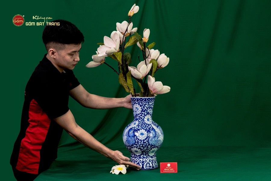 Bình Hoa Men Lam Song Phụng Ngàn Hoa Phú Quý 2