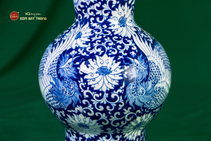 Bình Hoa Men Lam Song Phụng Ngàn Hoa Phú Quý 2