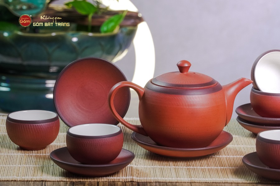 Bộ Ấm Trà Tử Sa Đỏ Son Ganh Bé