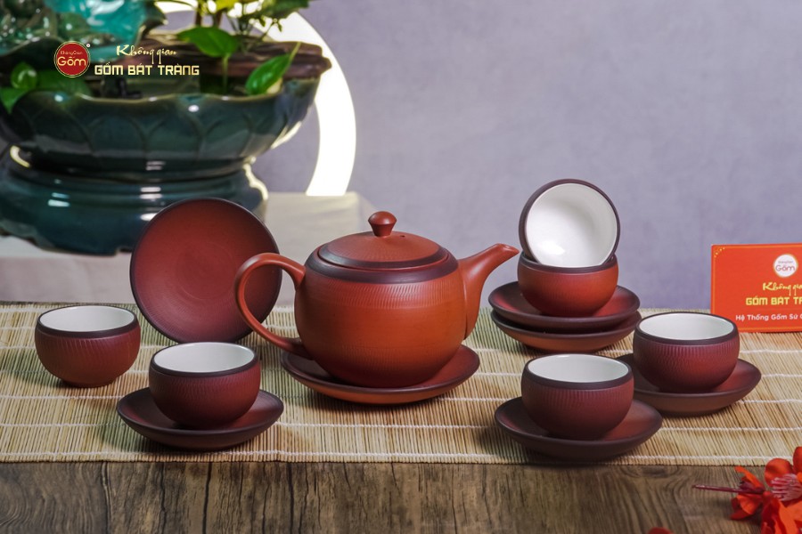 Bộ Ấm Trà Tử Sa Đỏ Son Ganh Bé