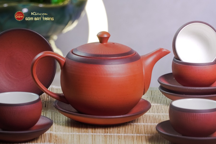 Bộ Ấm Trà Tử Sa Đỏ Son Ganh Bé