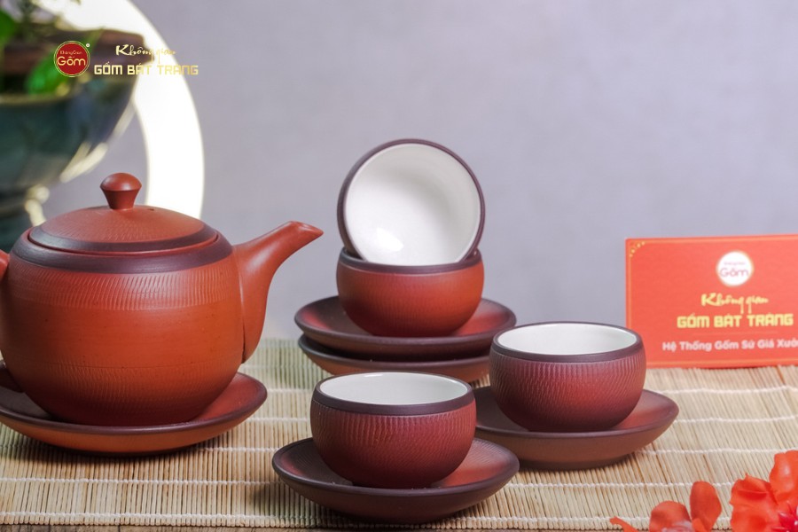 Bộ Ấm Trà Tử Sa Đỏ Son Ganh Bé