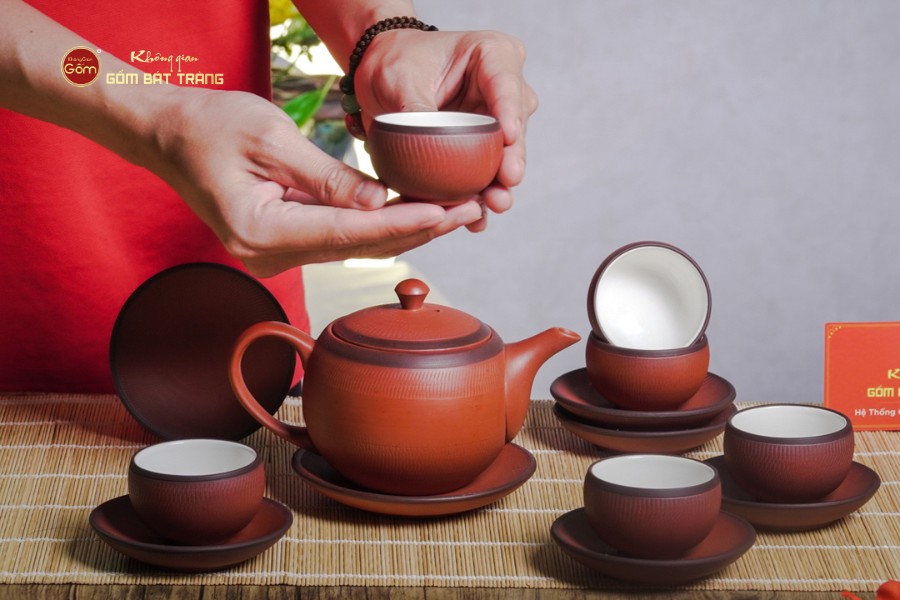 Bộ Ấm Trà Tử Sa Đỏ Son Ganh Bé