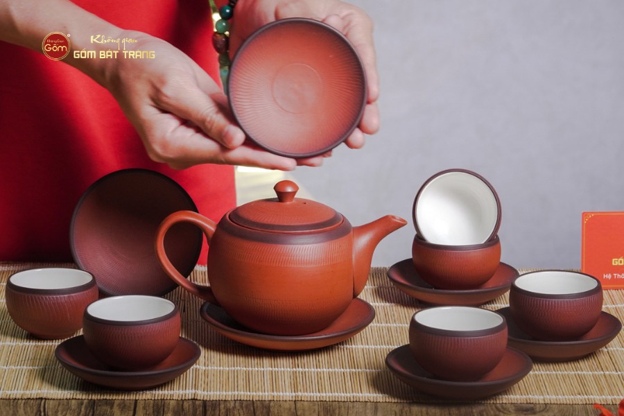 Bộ Ấm Trà Tử Sa Đỏ Son Ganh Bé